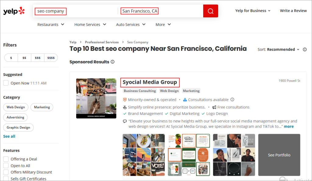 Yelp NAP information Yelp NAP information